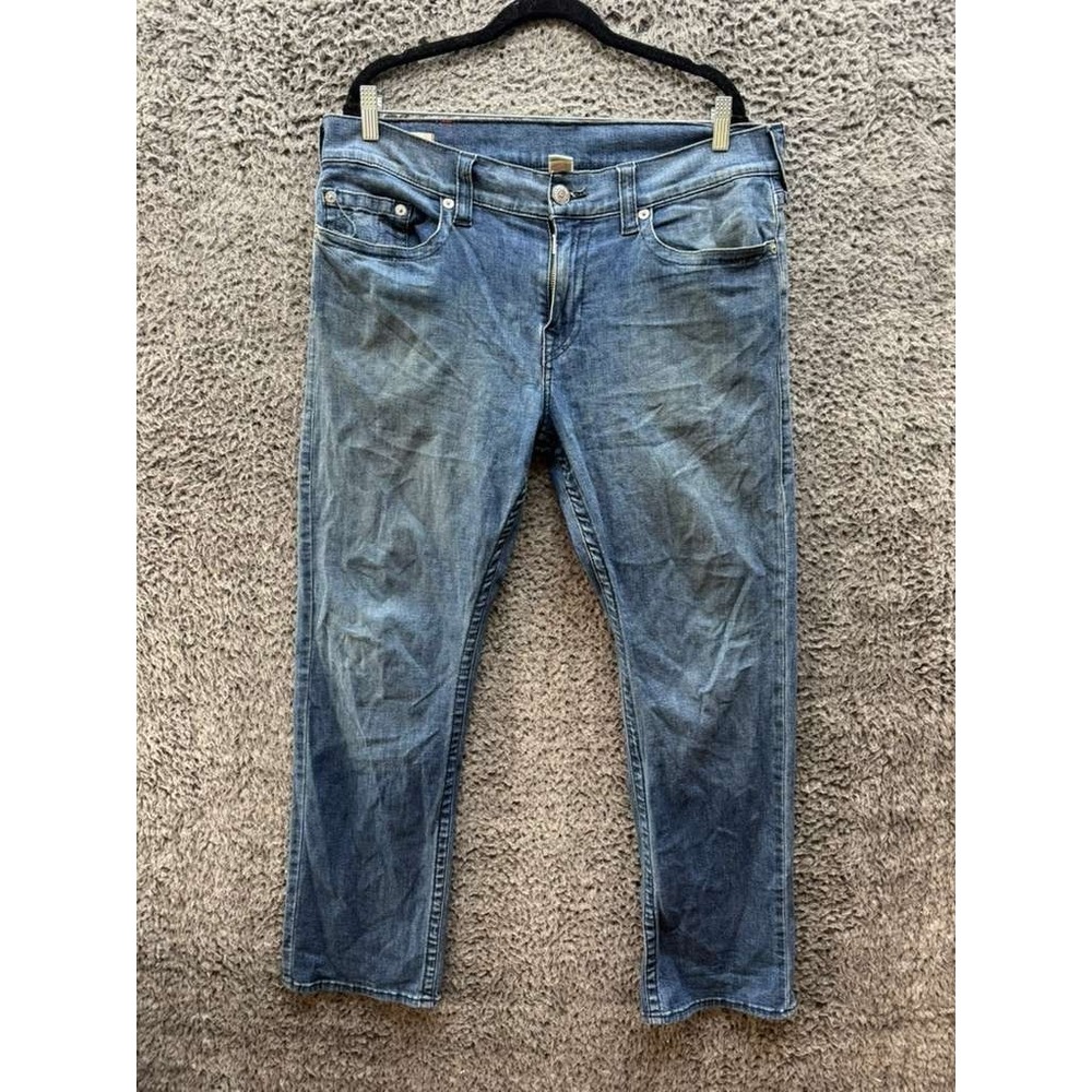 True Religion Ricky Relaxed Straight Denim Jeans Medium Wash Blue‎ Mens Size 34